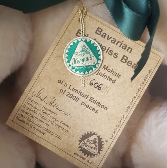 Vintage "Rare" Limited Edition Hermann Bavarian Edelweiss Mohair Teddy Bear #606 - Picture 7 of 16